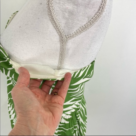 SOLD Milly of New York Linen Strapless Dress Size 8 Green & White Palm - Picture 6 of 14